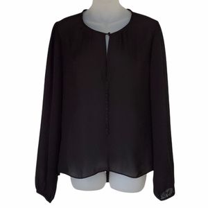Philosophy Sheer Black Pullover Lonh Sleeve Womens Top Medium